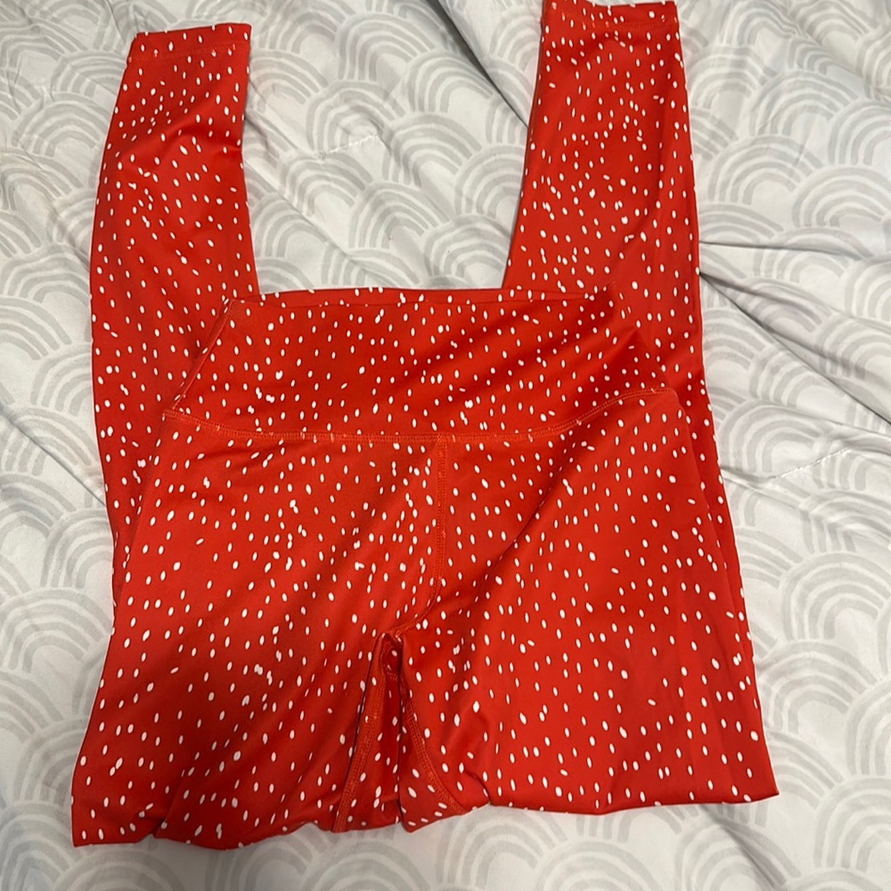 Kavala XS red legging with white polka dots
